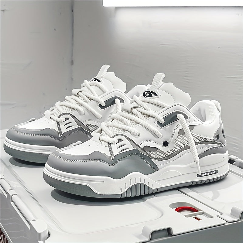 "Geometrische Ryker sneakers in geel, grijs of zwart voor heren, met ademend PU-materiaal en duurzame rubberzool."