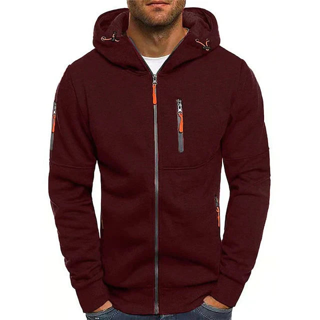 "Grijze Maximilian heren hoodie voor comfort en stijl, superzachte stof, verstelbare capuchon en duurzame afwerking."