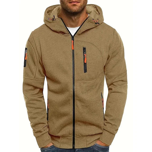 "Grijze Maximilian heren hoodie voor comfort en stijl, superzachte stof, verstelbare capuchon en duurzame afwerking."