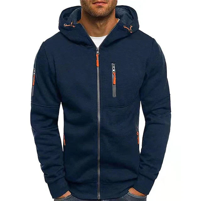 "Grijze Maximilian heren hoodie voor comfort en stijl, superzachte stof, verstelbare capuchon en duurzame afwerking."