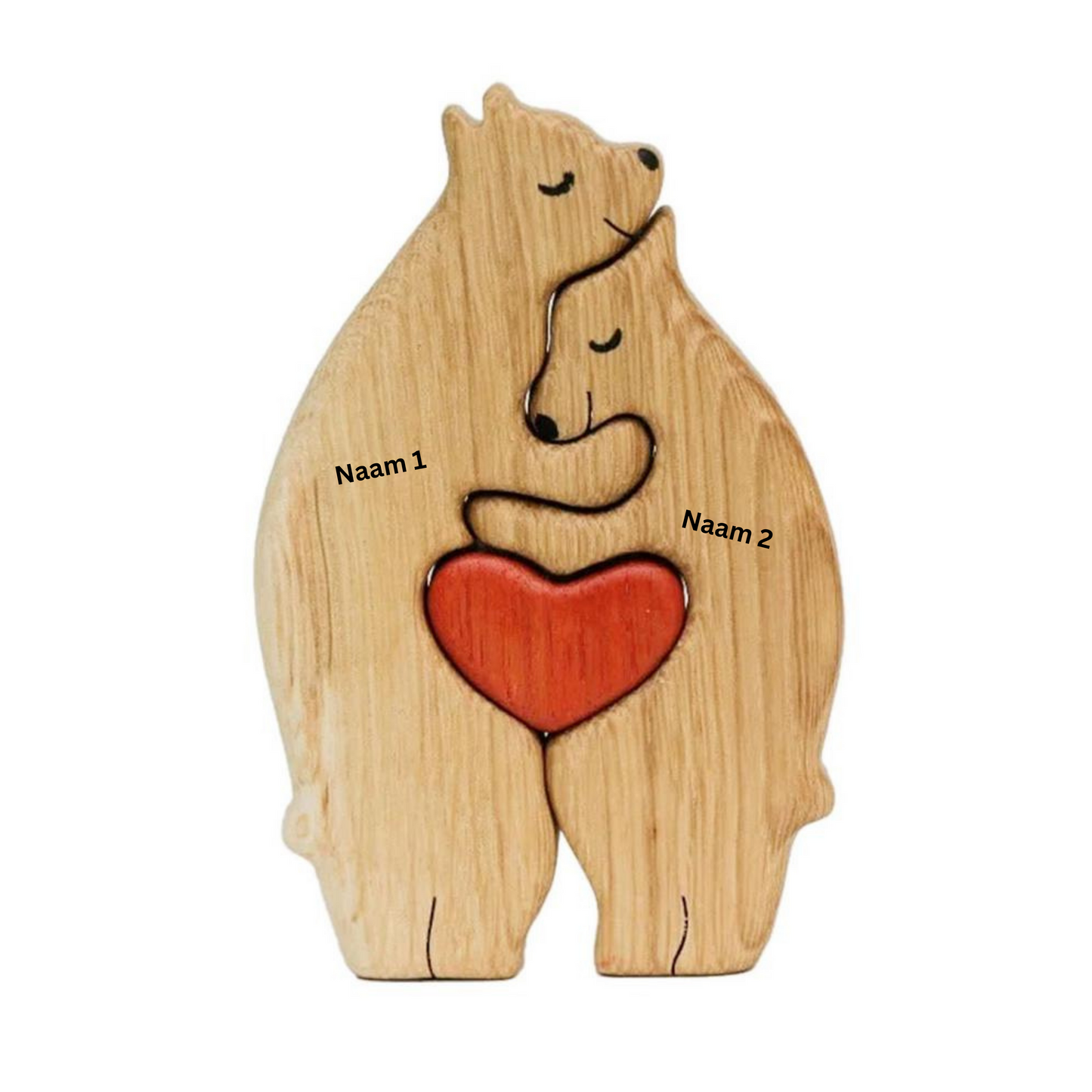 "Handgemaakte houten berenbeeldjes familie; unieke decoratie; personaliseerbaar; duurzaam materiaal; home accessoires"