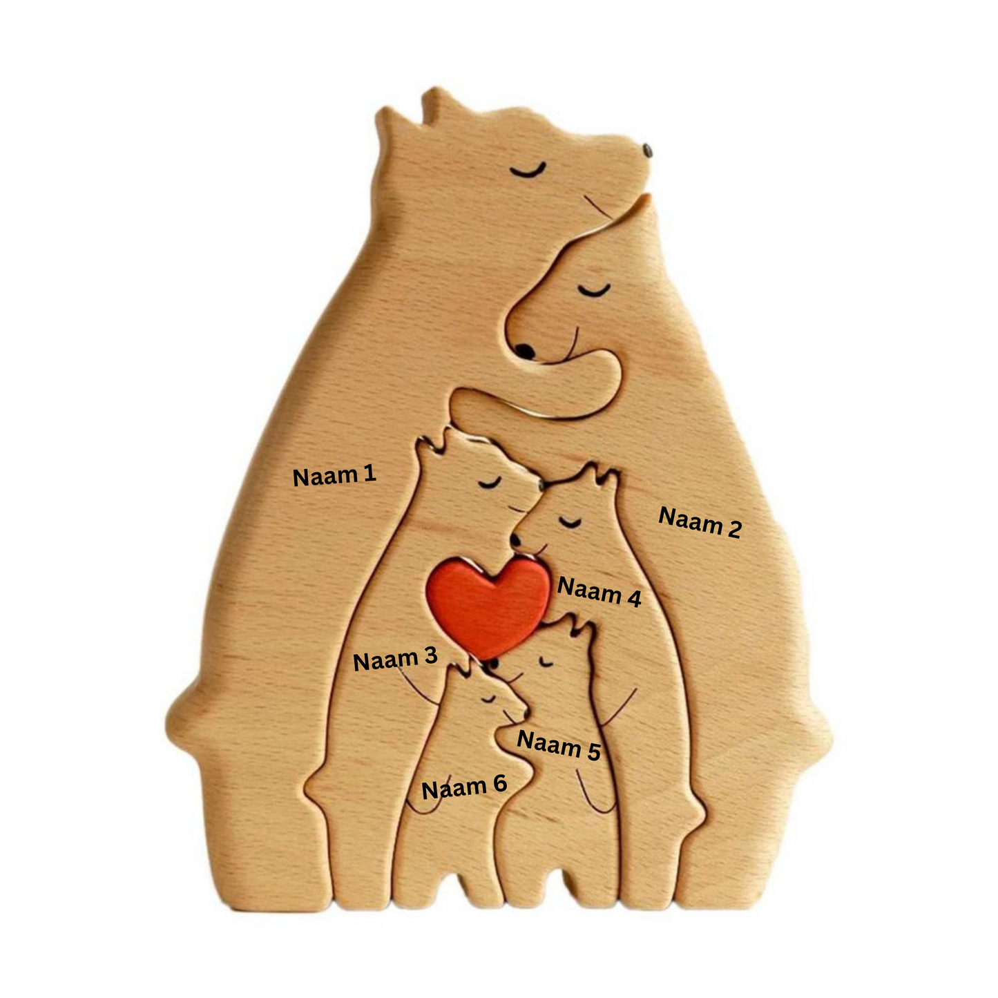 "Handgemaakte houten berenbeeldjes familie; unieke decoratie; personaliseerbaar; duurzaam materiaal; home accessoires"