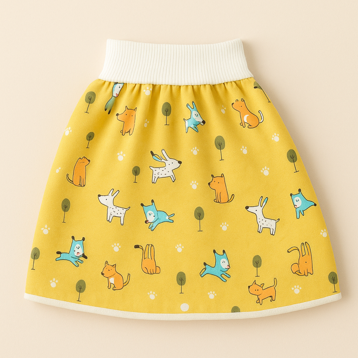 "Herbruikbare baby training pants, comfortabel en milieuvriendelijk, met schattige blauwe beertjes en roze hondjes patroon."