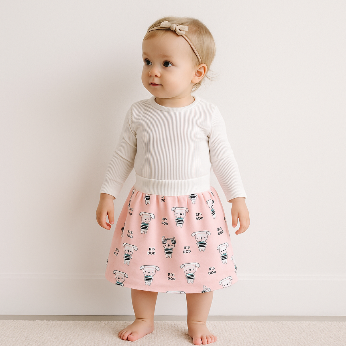 "Herbruikbare baby training pants, comfortabel en milieuvriendelijk, met schattige blauwe beertjes en roze hondjes patroon."