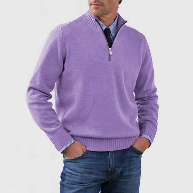"Heren casual trui, halve rits, diverse kleuren, stijlvolle kraag, veelzijdig en comfortabel design. Perfect voor elke gelege