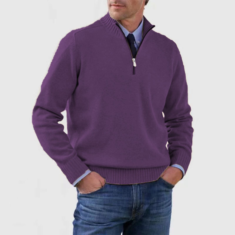 "Heren casual trui, halve rits, diverse kleuren, stijlvolle kraag, veelzijdig en comfortabel design. Perfect voor elke gelege