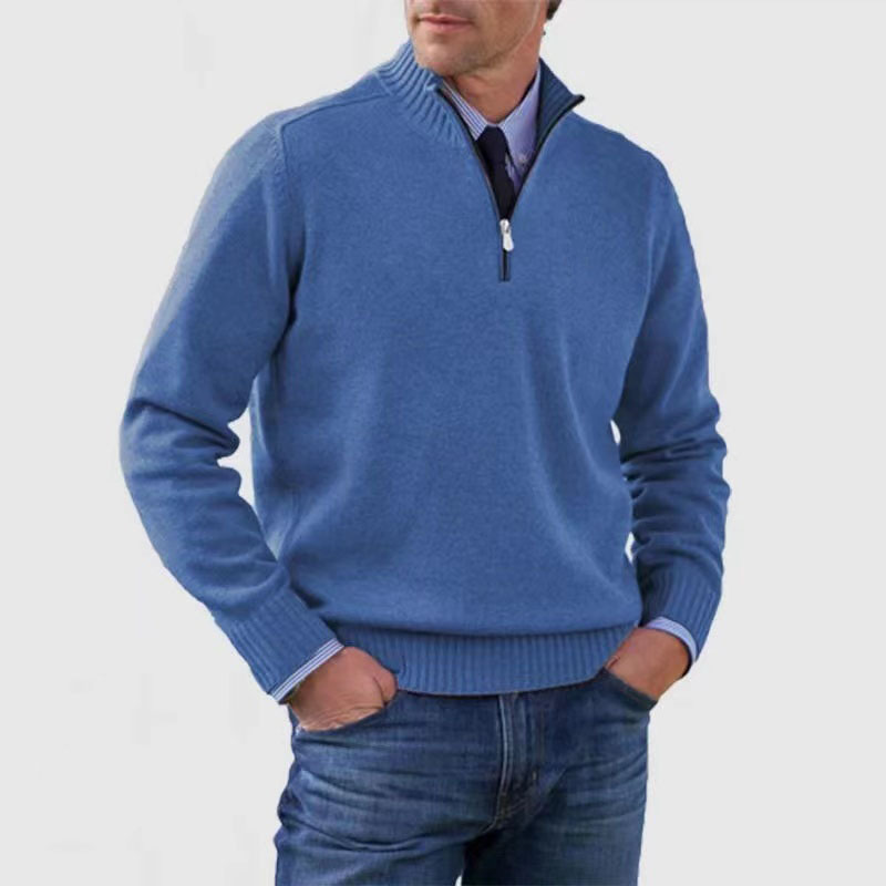 "Heren casual trui, halve rits, diverse kleuren, stijlvolle kraag, veelzijdig en comfortabel design. Perfect voor elke gelege