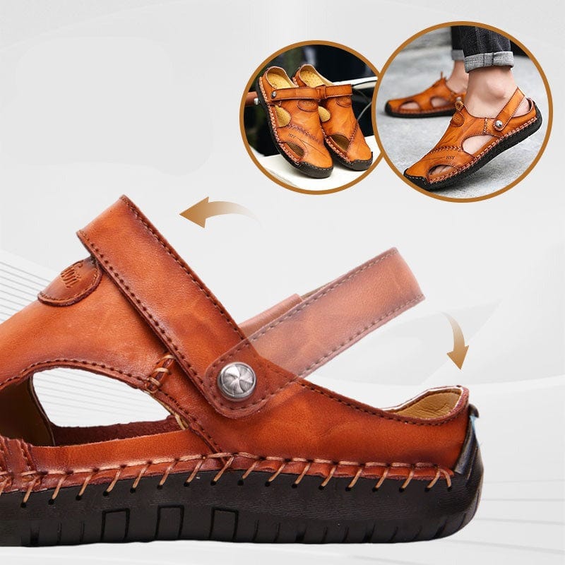 "Heren leren sandalen: klassiek design, duurzaam leer, comfortabele pasvorm, ideaal voor elke outfit."