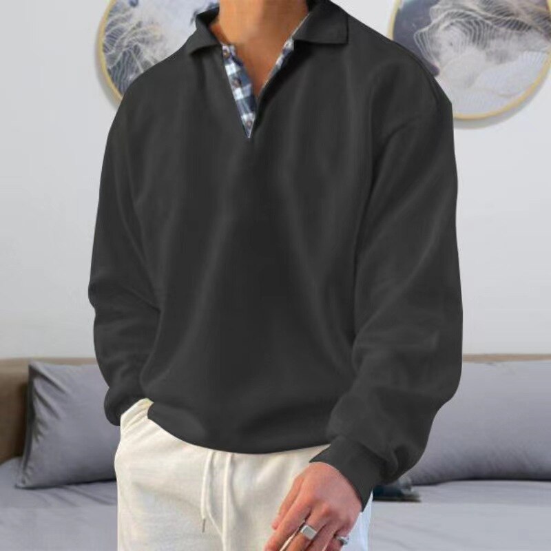 "Heren pullover met klassieke pasvorm in zwart, grijs, blauw en groen. Perfect voor casual en zakelijke outfits."