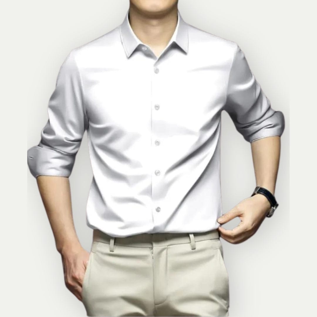 "Heren slim fit overhemd, wit, kreukvrij, stijlvolle en comfortabele pasvorm, geschikt voor zakelijke en informele gelegenhed