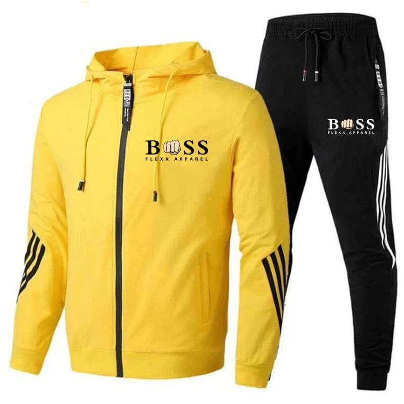 "Heren sportset met ademend T-shirt en comfortabele broek, perfecte pasvorm voor diverse sportactiviteiten."