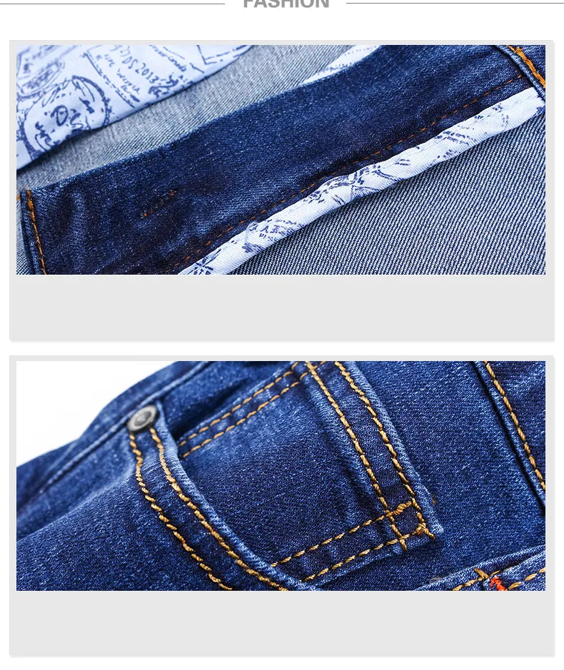 "Heren stretch jeans, slim fit, donkerblauw, nauwsluitend design, elegant en comfortabel voor elke gelegenheid."