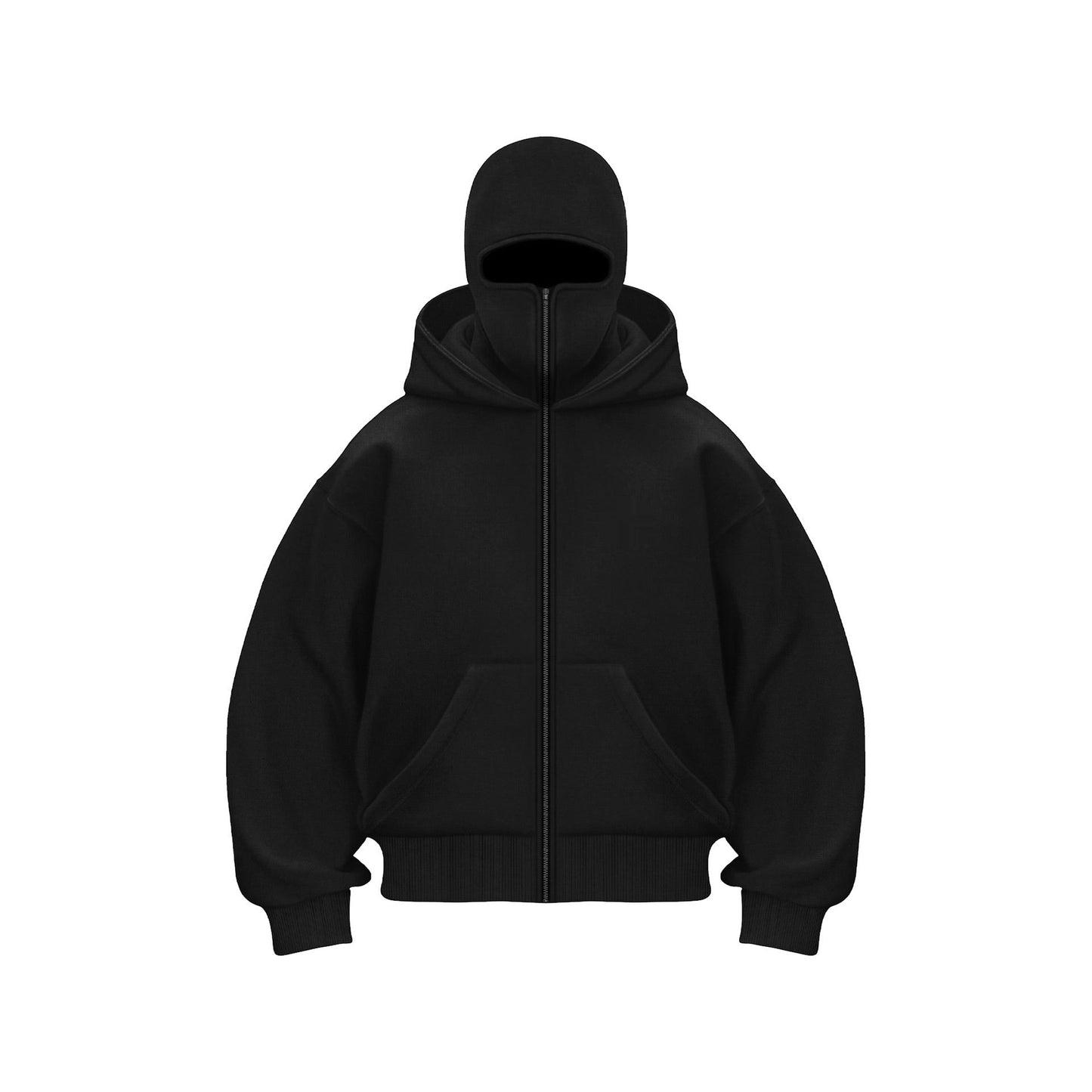 "Hoodie met ingebouwd gezichtsmasker en comfort fit, zacht grijs, ideaal voor stedelijke avonturen in herenmode."