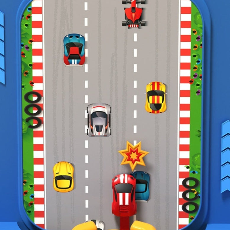 "Interactief kinderspeelgoed, draaiend platform met geprinte auto's, bevordert motorische vaardigheden en fantasie"