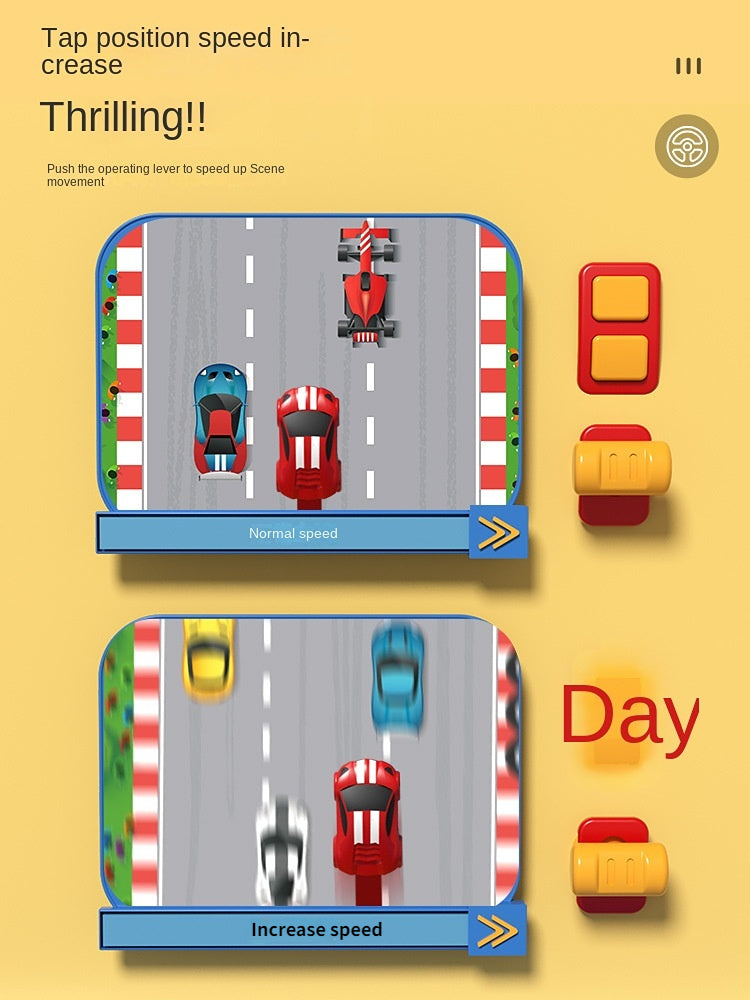 "Interactief kinderspeelgoed, draaiend platform met geprinte auto's, bevordert motorische vaardigheden en fantasie"