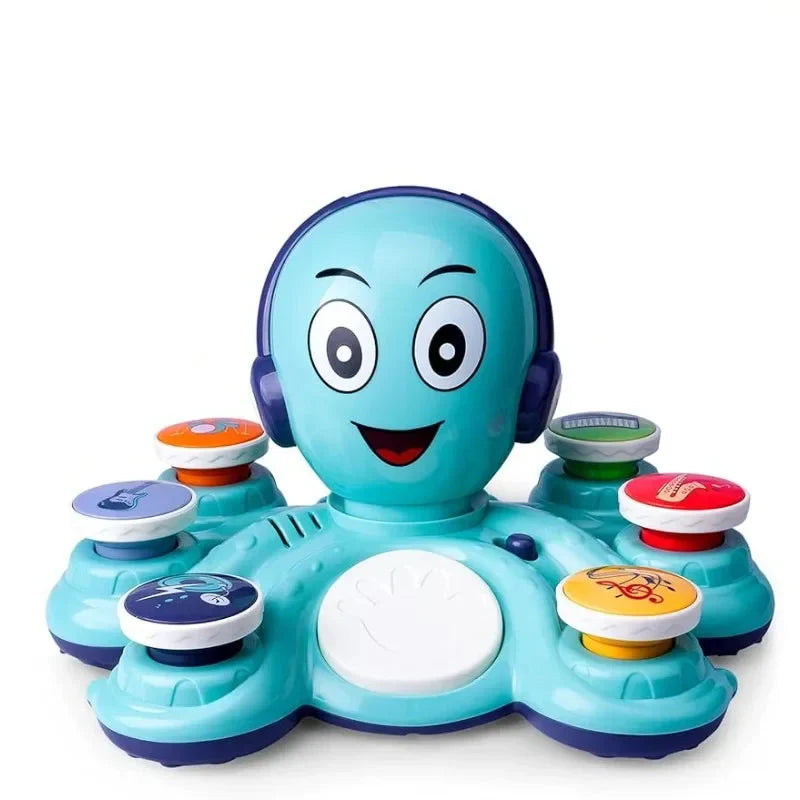 Interactieve kleurrijke octopus muziek speelgoed voor kinderen met knoppen, ideaal voor creatieve en muzikale ontwikkeling.