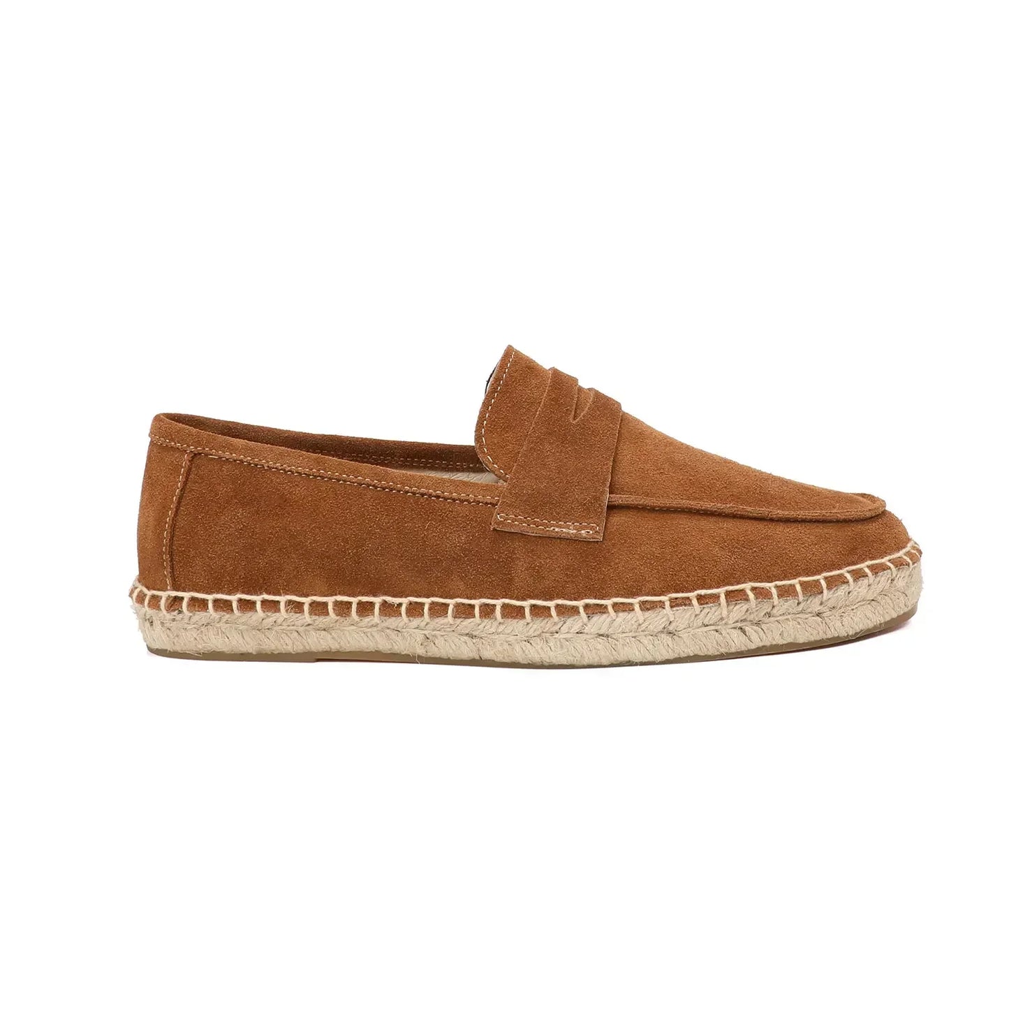 "Jute espadrilles heren, koe suede bovenkant, jute zool, casual stijl, in kleuren bruin, groen, marineblauw, zand."