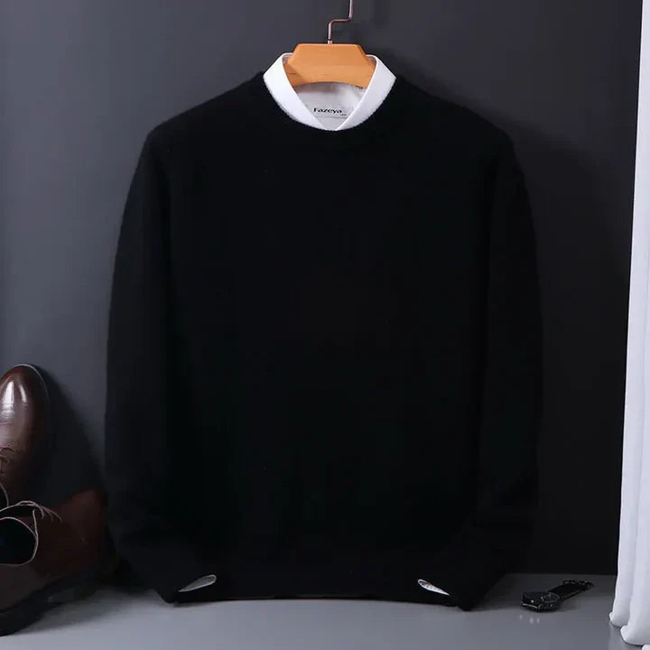 "Kasjmier heren trui, tijdloos design, lichtgrijs, elastische boorden, zacht materiaal, perfect voor elke gelegenheid."