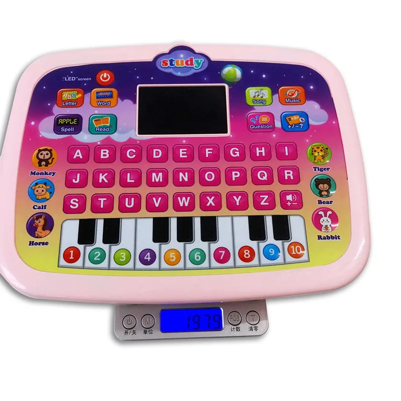 "Kindertablet met interactieve functies, kleurrijk ontwerp, licht en geluid, educatief speelgoed voor kinderen, roze of blauw