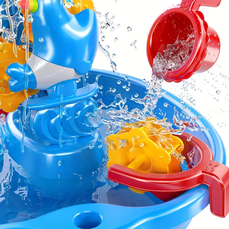 Kleurrijke 3-laags zand- en watertafel voor kinderen, met BPA-vrij kunststof en accessoires. Speel- en leerplezier gegarandee