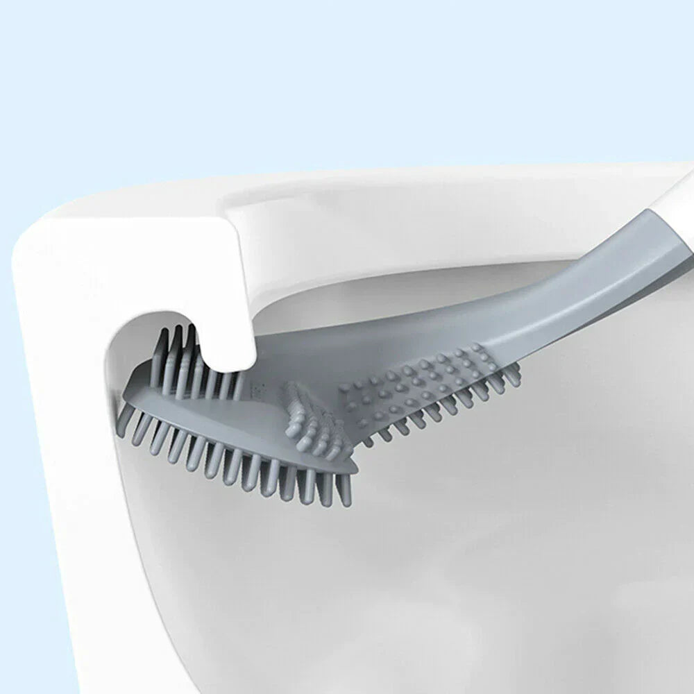 L-vormige toiletborstel met flexibele TPR-borstelharen, innovatief voor hygiëne en stijl, geschikt voor moeilijk bereikbare p