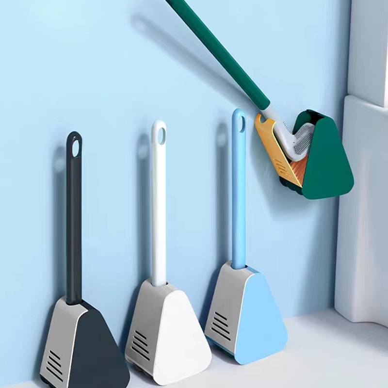 L-vormige toiletborstel met flexibele TPR-borstelharen, innovatief voor hygiëne en stijl, geschikt voor moeilijk bereikbare p