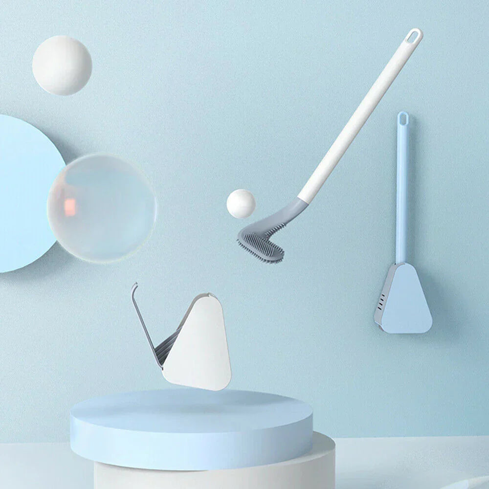L-vormige toiletborstel met flexibele TPR-borstelharen, innovatief voor hygiëne en stijl, geschikt voor moeilijk bereikbare p