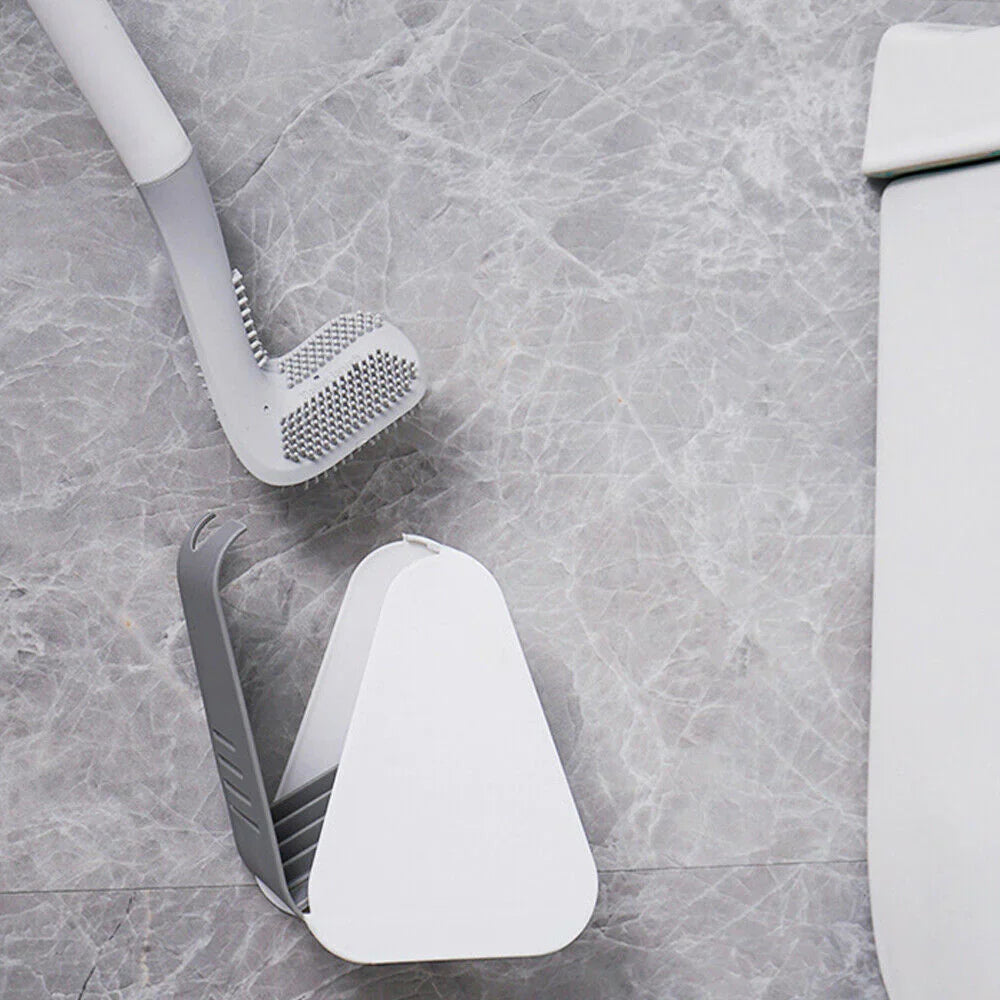 L-vormige toiletborstel met flexibele TPR-borstelharen, innovatief voor hygiëne en stijl, geschikt voor moeilijk bereikbare p