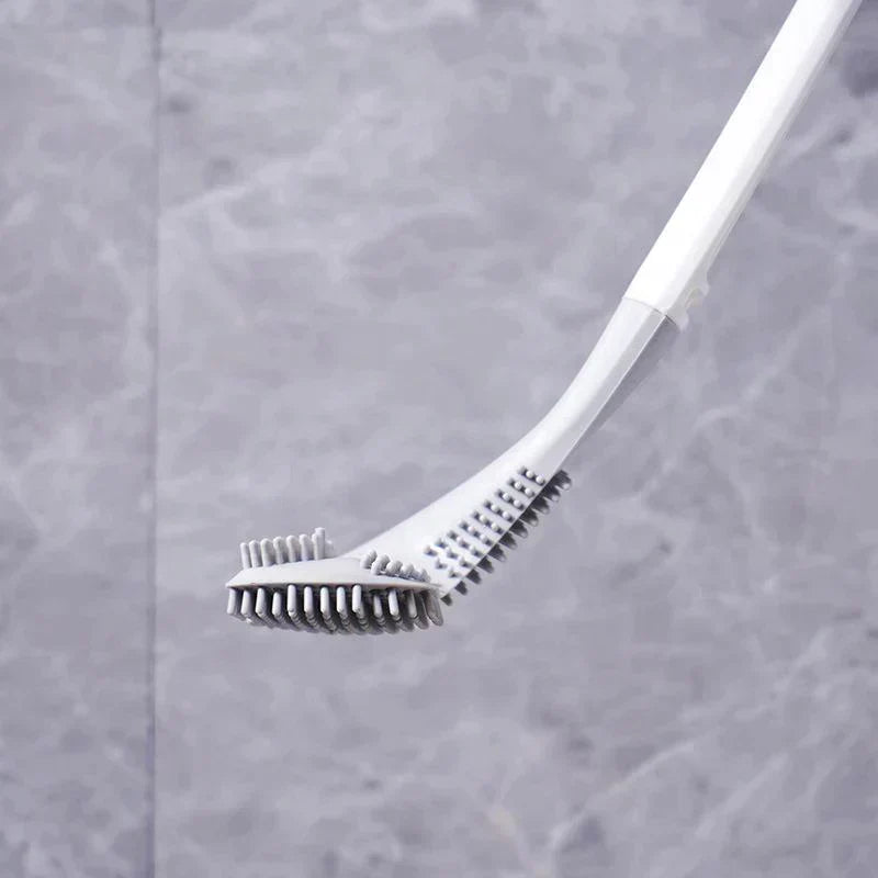 L-vormige toiletborstel met flexibele TPR-borstelharen, innovatief voor hygiëne en stijl, geschikt voor moeilijk bereikbare p