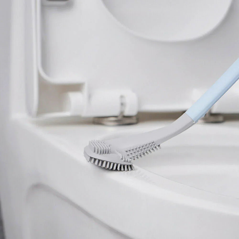 L-vormige toiletborstel met flexibele TPR-borstelharen, innovatief voor hygiëne en stijl, geschikt voor moeilijk bereikbare p