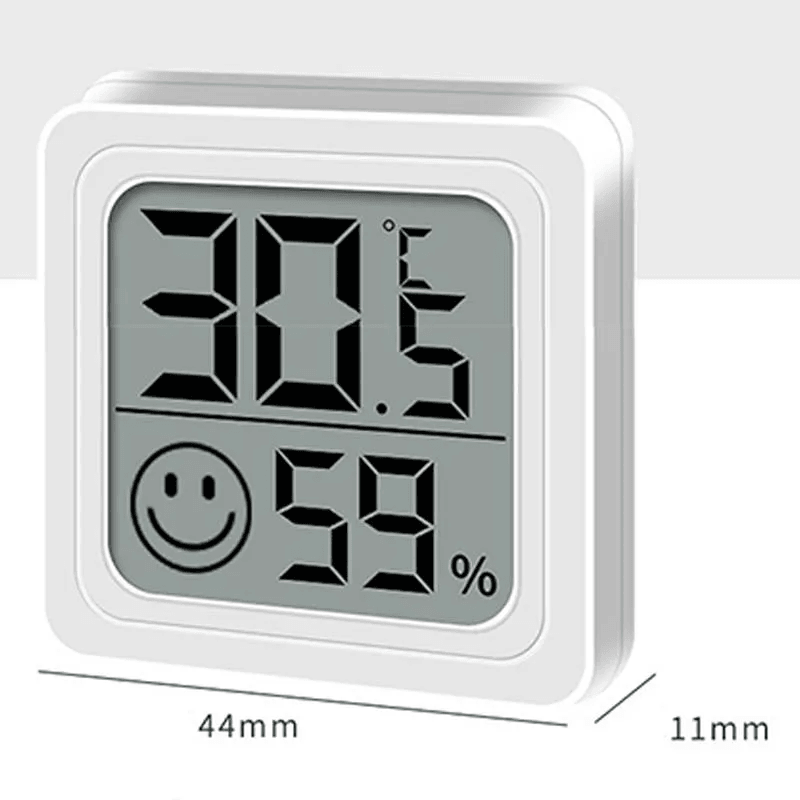 LCD thermometer hygrometer met digitaal scherm, toont temperatuur en luchtvochtigheid, stijlvol voor elk interieur.