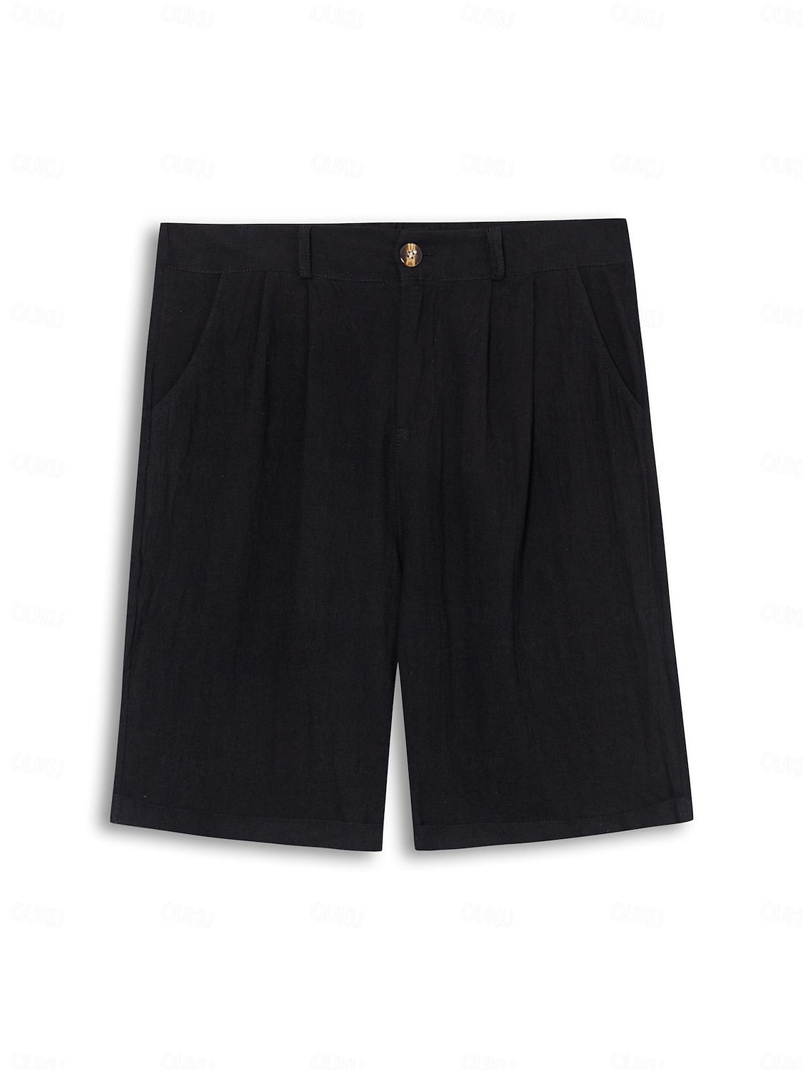 "Linnen-katoenen heren korte broek, zomerstijl, beige kleur, lichtgewicht en ademend ontwerp, geschikt voor casual uitjes."