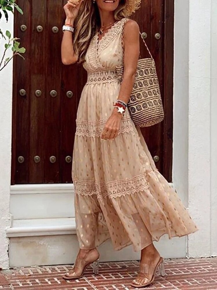 "Luchtige boho Ibiza zomerjurk voor dames met elegantie, ideaal voor zonnige dagen, strand of festivals."