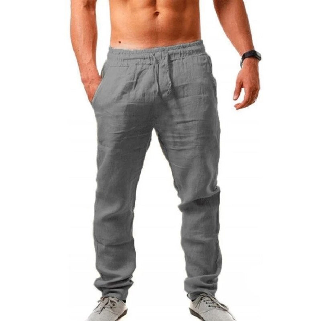 Luchtige linnen herenbroeken in joggerstijl, perfect voor zomer, met comfortabele elastische tailleband, minimalistisch desig