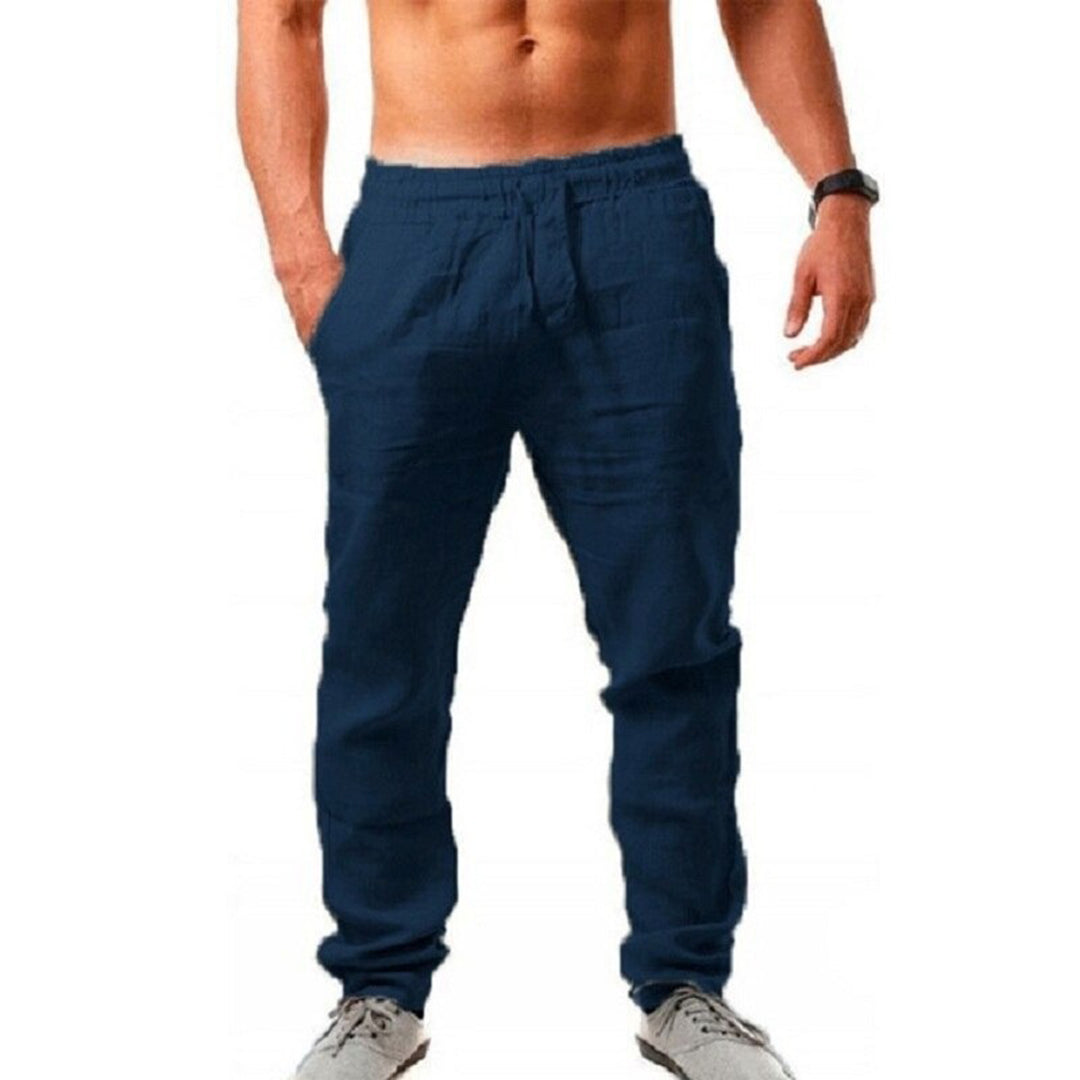 Luchtige linnen herenbroeken in joggerstijl, perfect voor zomer, met comfortabele elastische tailleband, minimalistisch desig