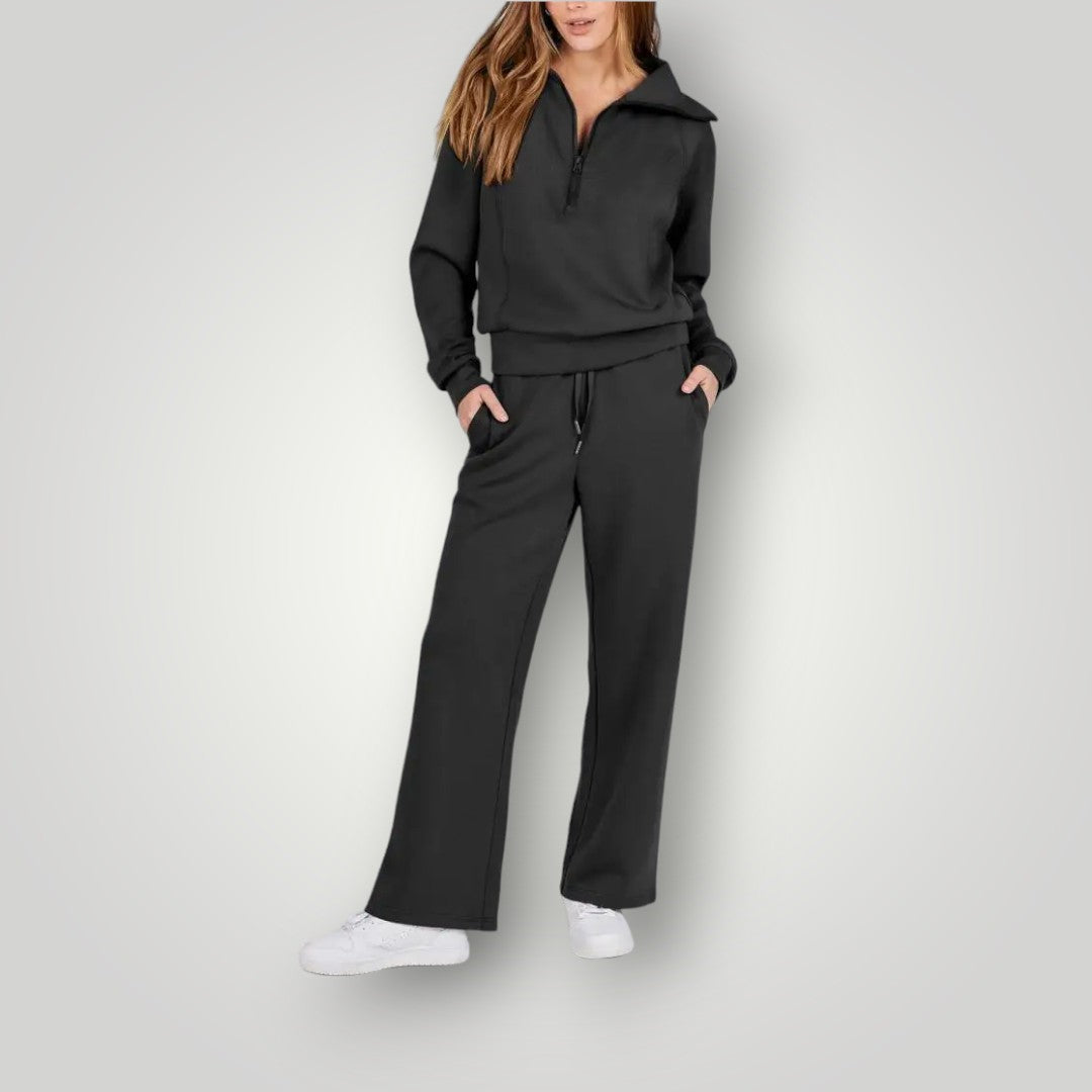 "Luxe dames loungewear set in zachte neutrale tinten, relaxte pasvorm, multikleur, perfect voor stijlvol comfort thuis."