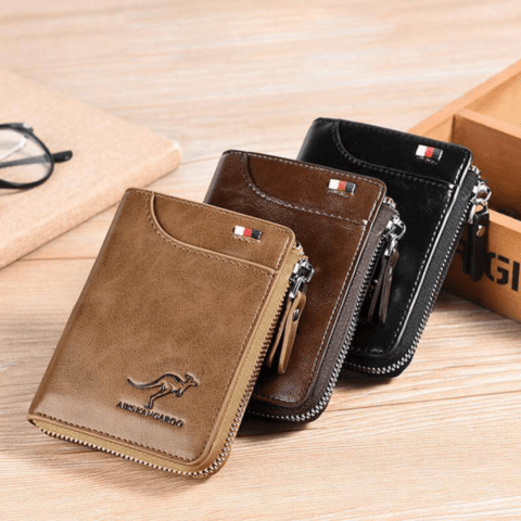 Luxe leren herenportemonnee met RFID-bescherming, diverse vakken en compact ontwerp. Veilig tegen diefstal, stijlvol design.