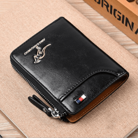 Luxe leren herenportemonnee met RFID-bescherming, diverse vakken en compact ontwerp. Veilig tegen diefstal, stijlvol design.