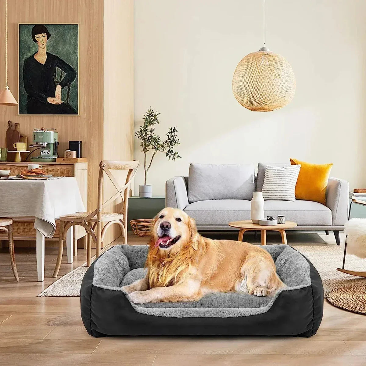 Luxe orthopedische hondenmand ComfortNest, ademend textiel, verlicht gewrichtspijn, wasbaar, duurzaam design.