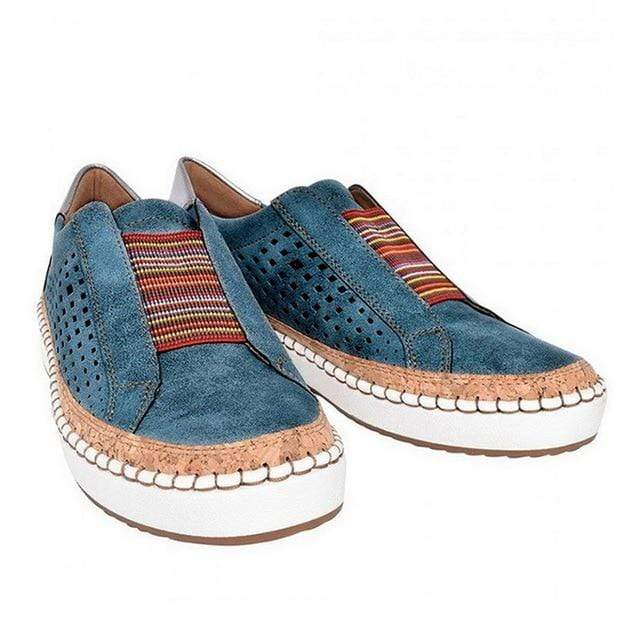 "Luxe vintage instappers, orthopedisch, ademend leer, elastische inzetstukken, handgemaakt, voor dames, stijlvolle loafers"