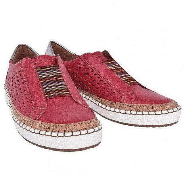 "Luxe vintage instappers, orthopedisch, ademend leer, elastische inzetstukken, handgemaakt, voor dames, stijlvolle loafers"