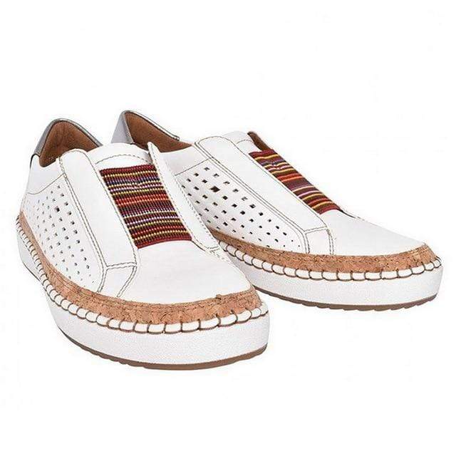 "Luxe vintage instappers, orthopedisch, ademend leer, elastische inzetstukken, handgemaakt, voor dames, stijlvolle loafers"