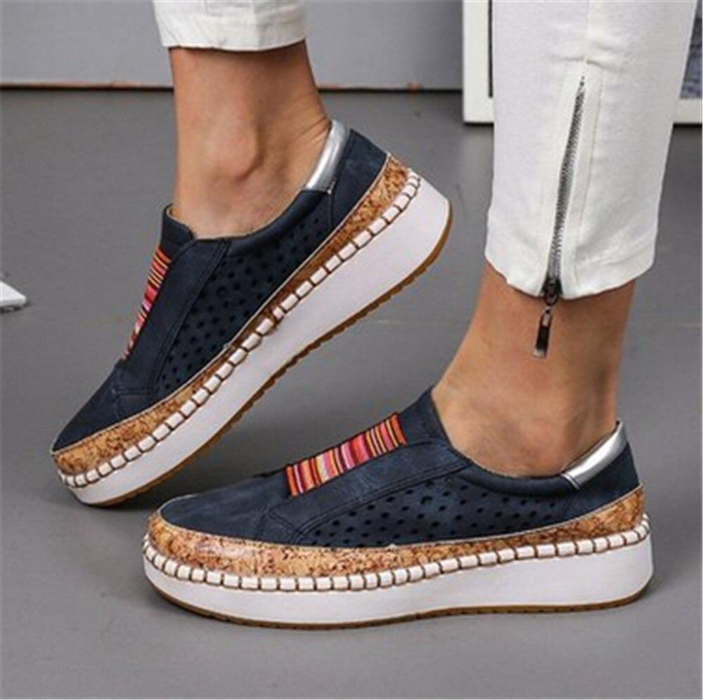 "Luxe vintage instappers, orthopedisch, ademend leer, elastische inzetstukken, handgemaakt, voor dames, stijlvolle loafers"