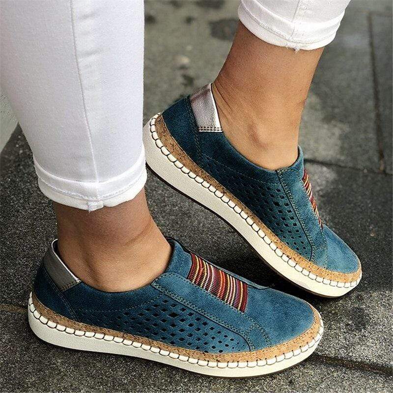 "Luxe vintage instappers, orthopedisch, ademend leer, elastische inzetstukken, handgemaakt, voor dames, stijlvolle loafers"