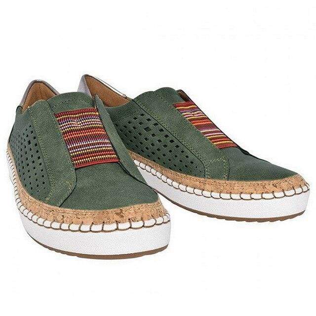 "Luxe vintage instappers, orthopedisch, ademend leer, elastische inzetstukken, handgemaakt, voor dames, stijlvolle loafers"