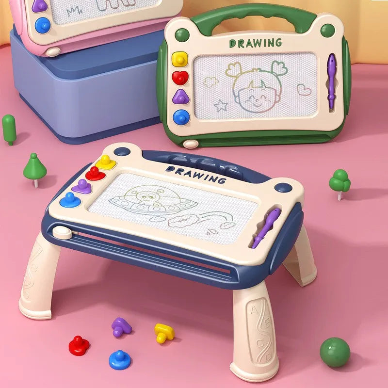 Magnetisch tekenbord voor kinderen met stevige poten, stimuleert creativiteit en motoriek, verkrijgbaar in blauw, groen, roze