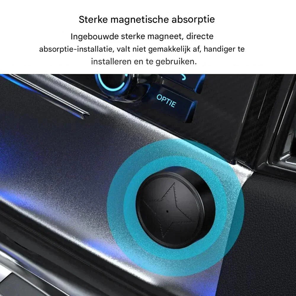 "Magnetische GPS-tracker voor real-time locatiebepaling, zwarte behuizing, ideaal voor voertuigen, weer- en schokbestendig."