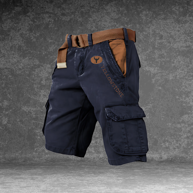 "Maverick cargo shorts heren, regular fit, katoenmix, beige, met meerdere cargozakken, comfortabel en veelzijdig."
