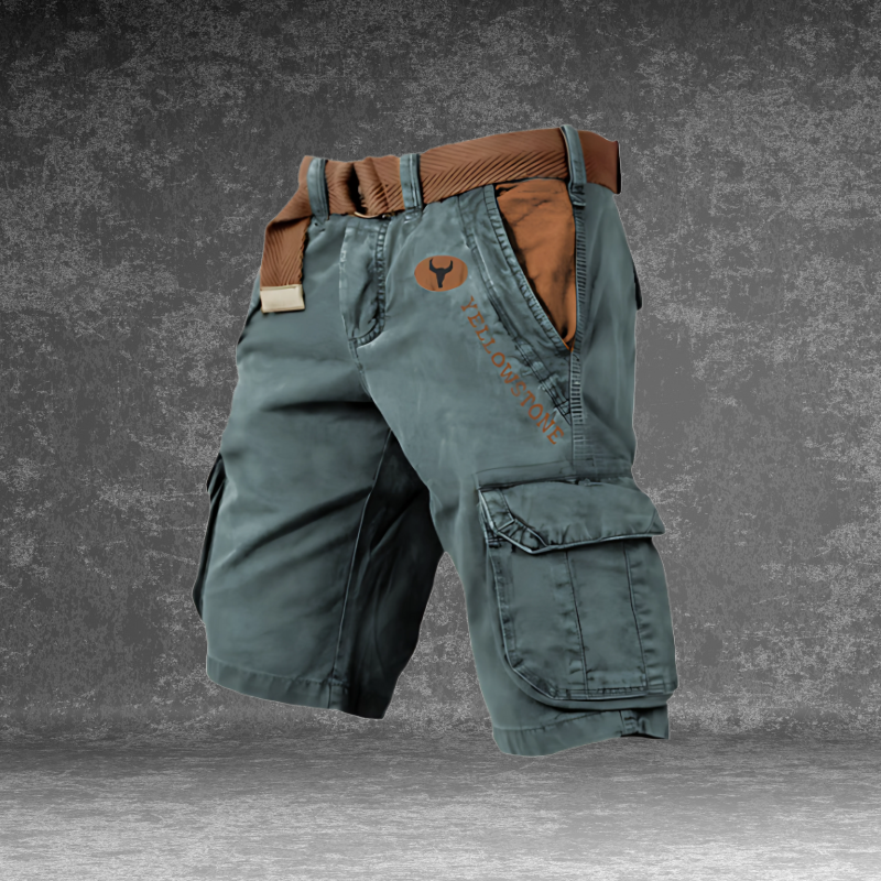 "Maverick cargo shorts heren, regular fit, katoenmix, beige, met meerdere cargozakken, comfortabel en veelzijdig."