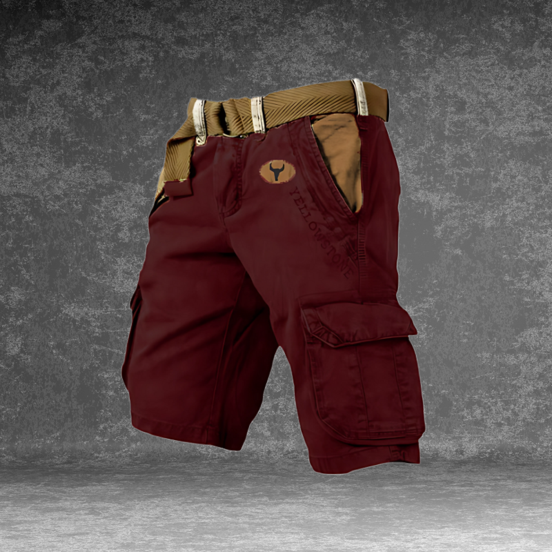 "Maverick cargo shorts heren, regular fit, katoenmix, beige, met meerdere cargozakken, comfortabel en veelzijdig."